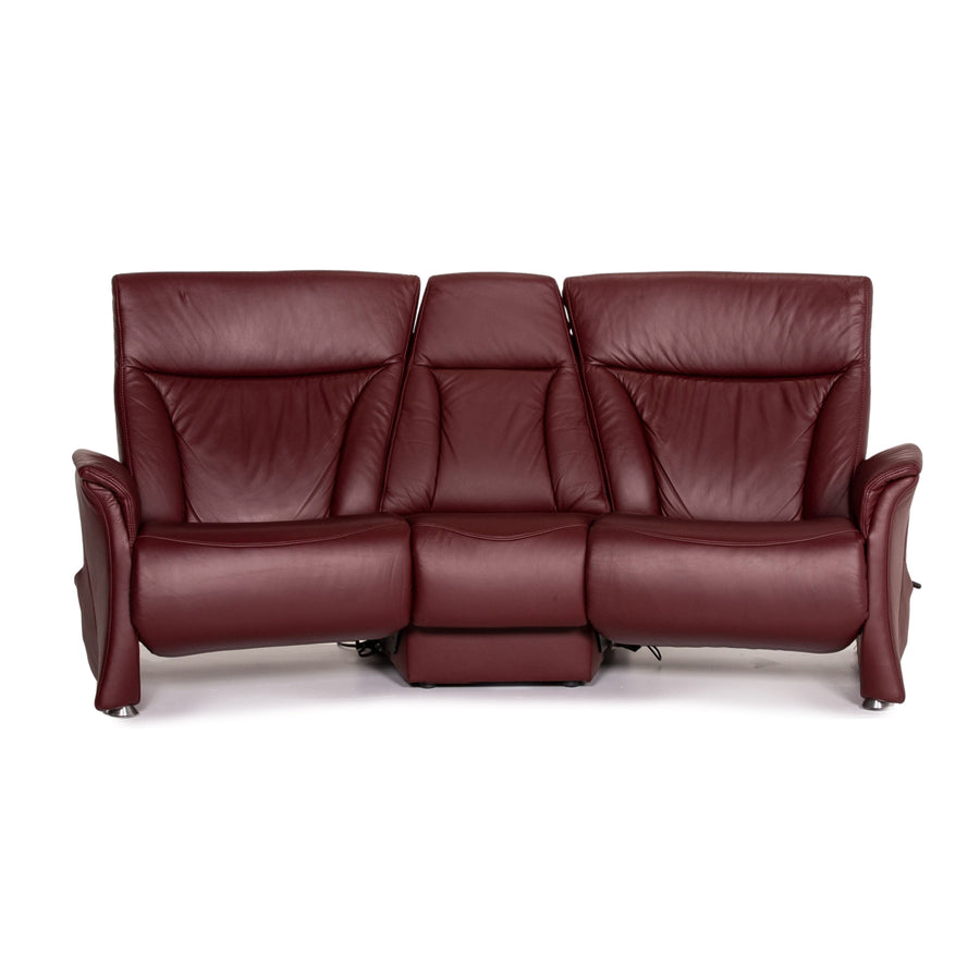 Himolla Trapez Leder Elektrisch Sofa Weinrot Rot Dreisitzer Funktion Relaxfunktion Heimkino Couch #13903