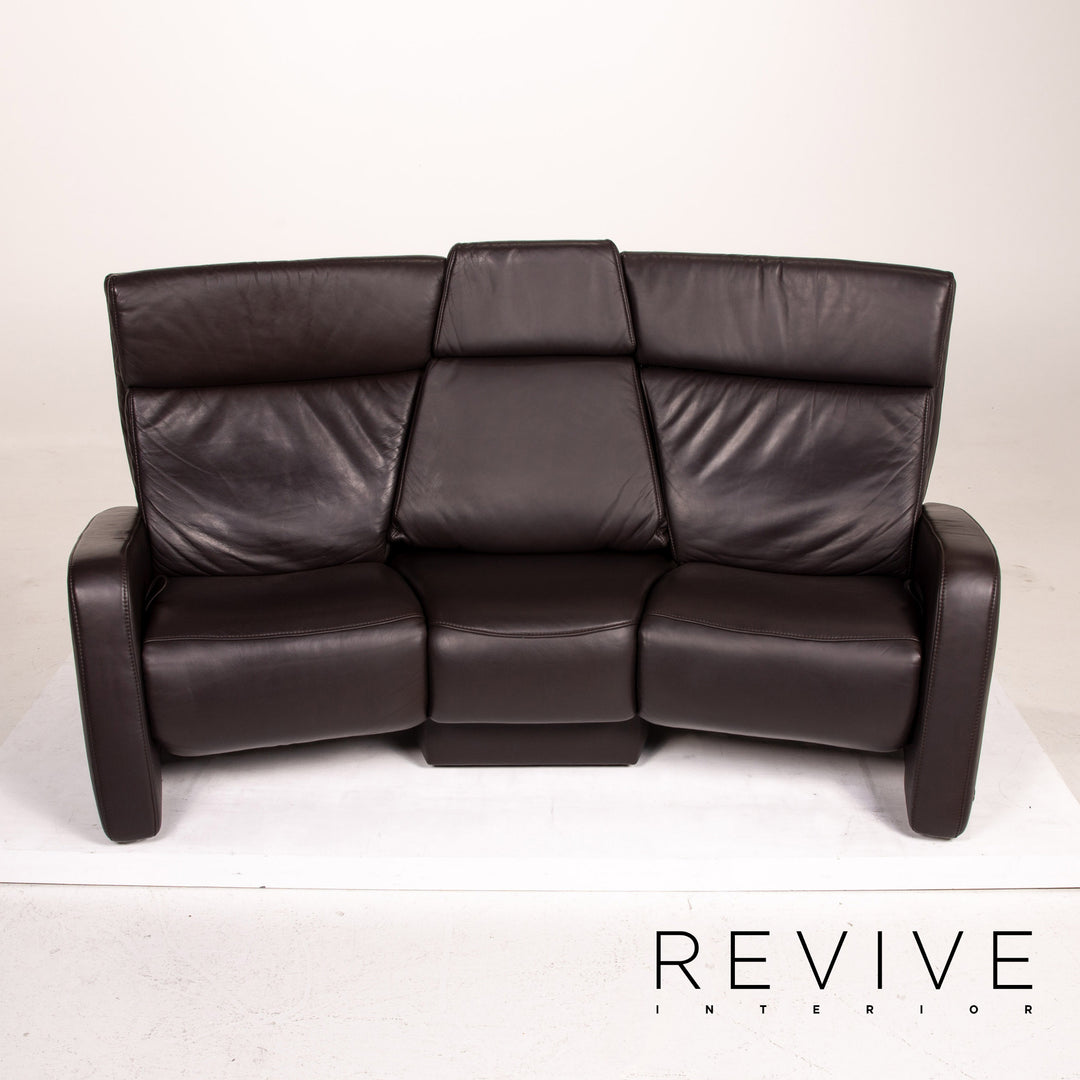 Himolla trapeze leather sofa brown dark brown three-seater function relax function couch #14359