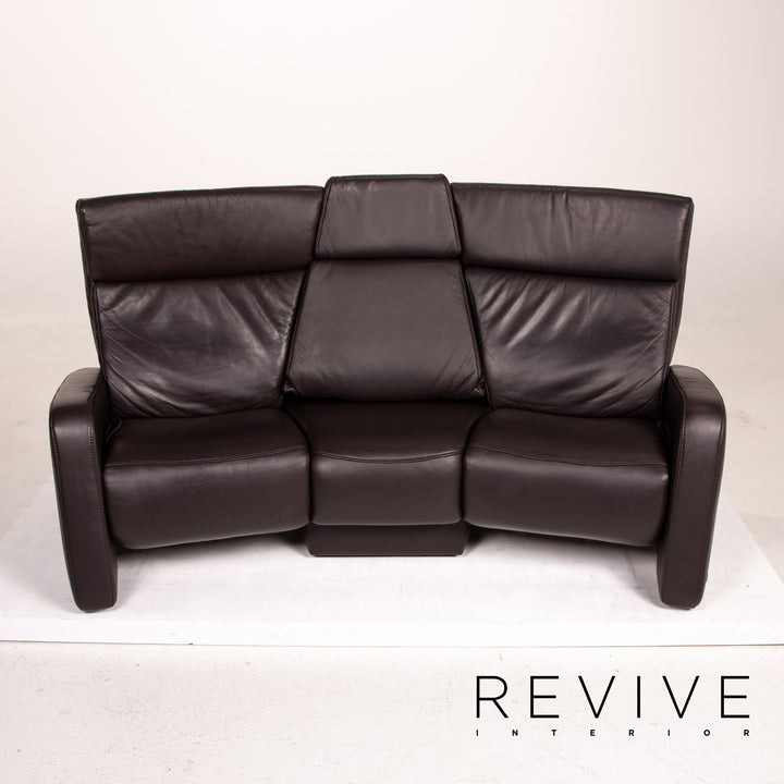 Himolla trapeze leather sofa brown dark brown three-seater function relax function couch #14359