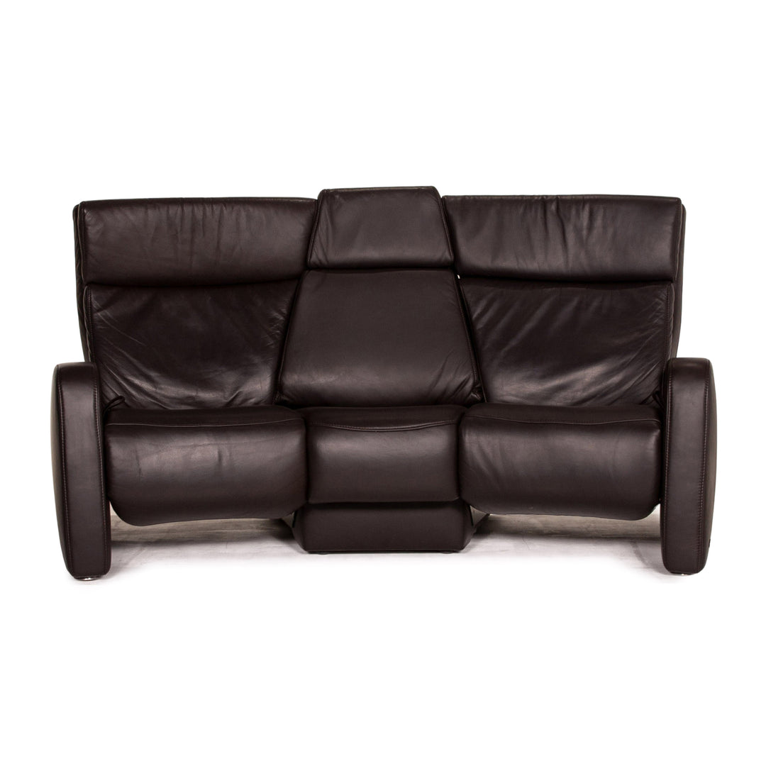 Himolla trapeze leather sofa brown dark brown three-seater function relax function couch #14359