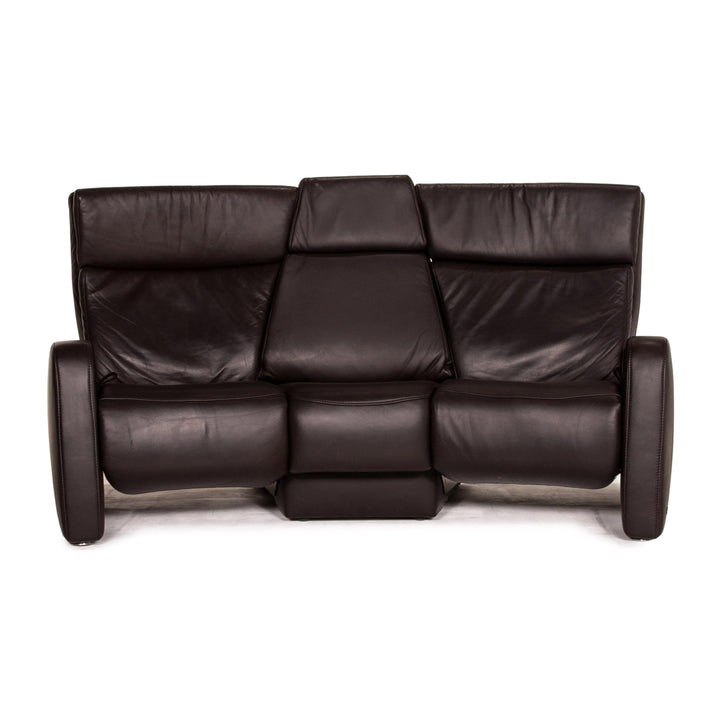 Himolla trapeze leather sofa brown dark brown three-seater function relax function couch #14359