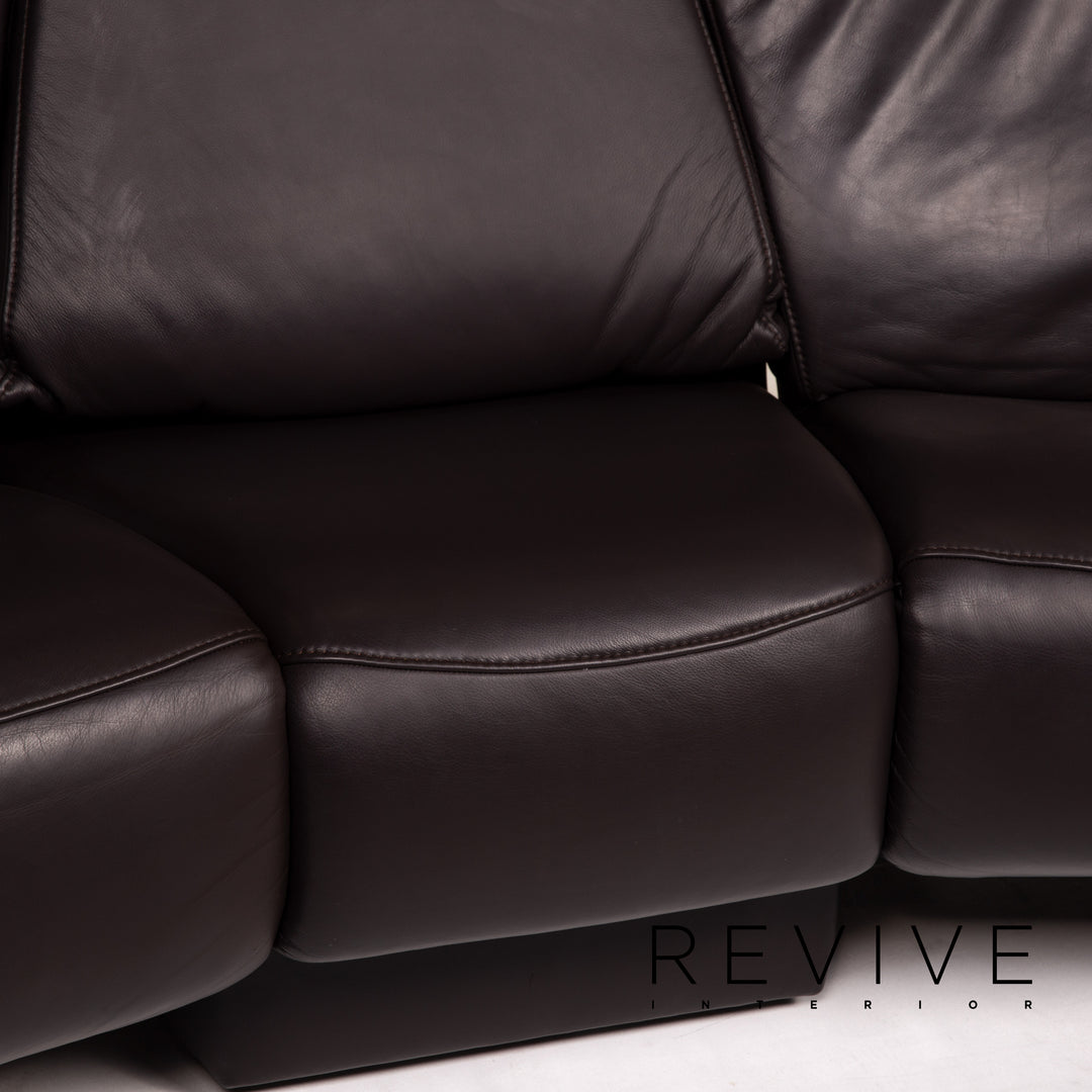 Himolla trapeze leather sofa brown dark brown three-seater function relax function couch #14359