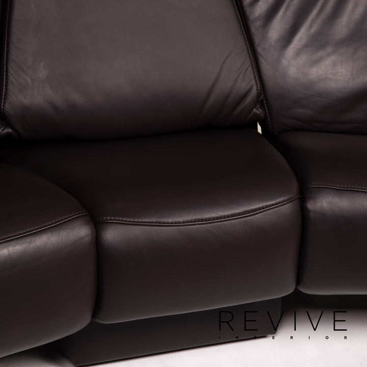 Himolla trapeze leather sofa brown dark brown three-seater function relax function couch #14359