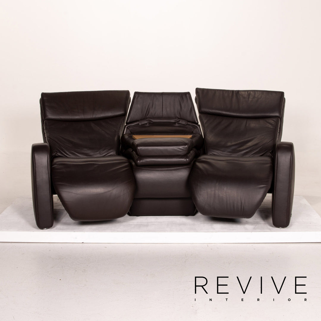 Himolla trapeze leather sofa brown dark brown three-seater function relax function couch #14359