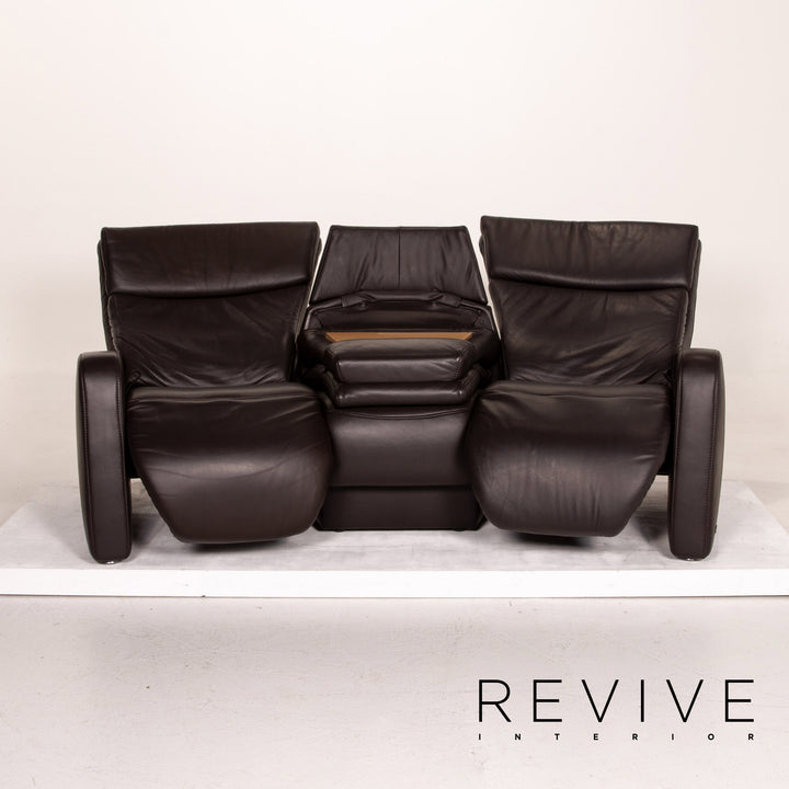 Himolla trapeze leather sofa brown dark brown three-seater function relax function couch #14359