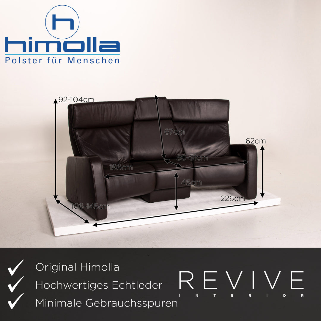Himolla trapeze leather sofa brown dark brown three-seater function relax function couch #14359