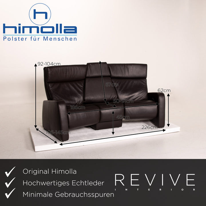 Himolla trapeze leather sofa brown dark brown three-seater function relax function couch #14359