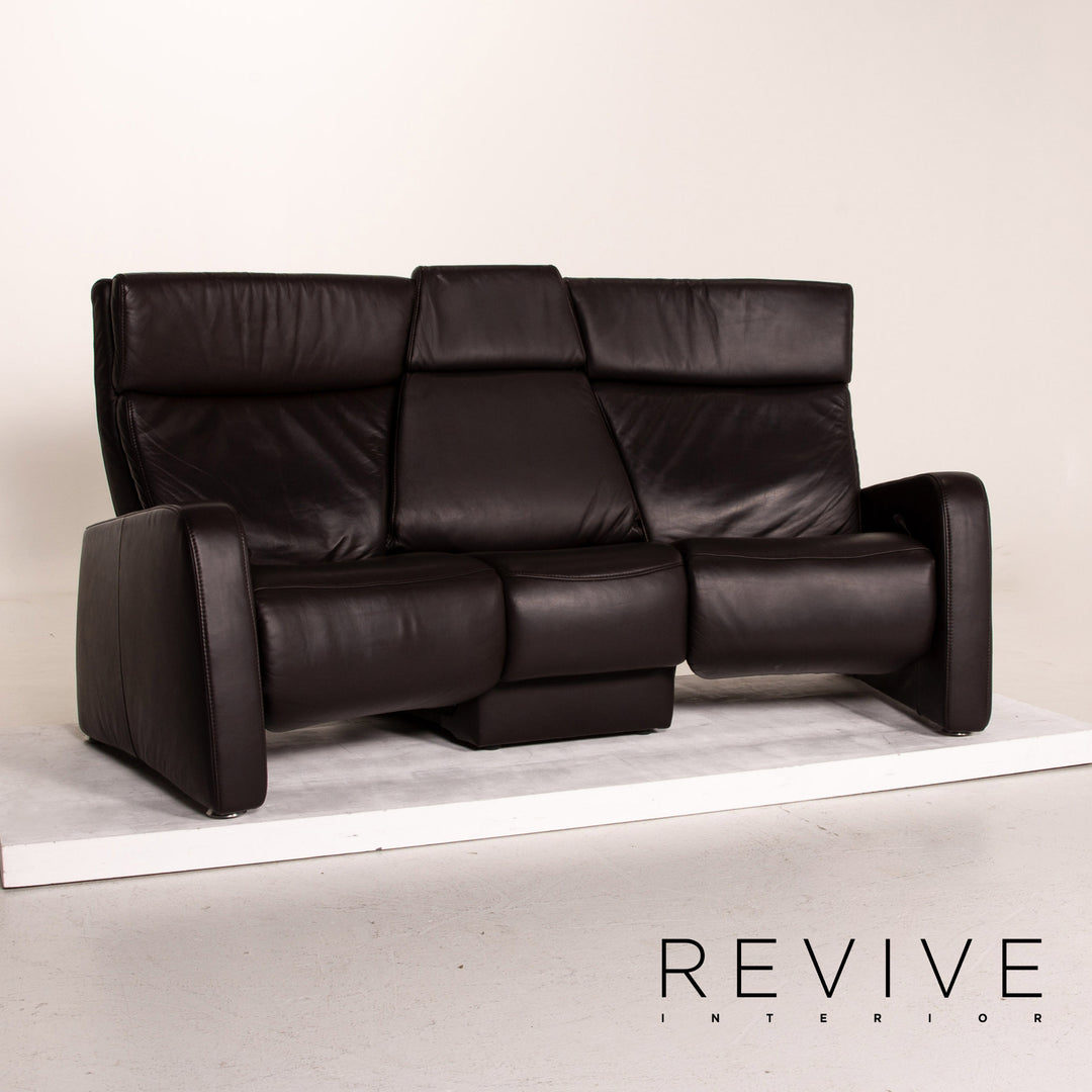 Himolla trapeze leather sofa brown dark brown three-seater function relax function couch #14359