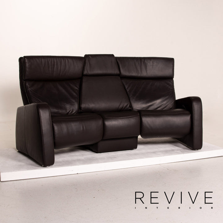 Himolla trapeze leather sofa brown dark brown three-seater function relax function couch #14359