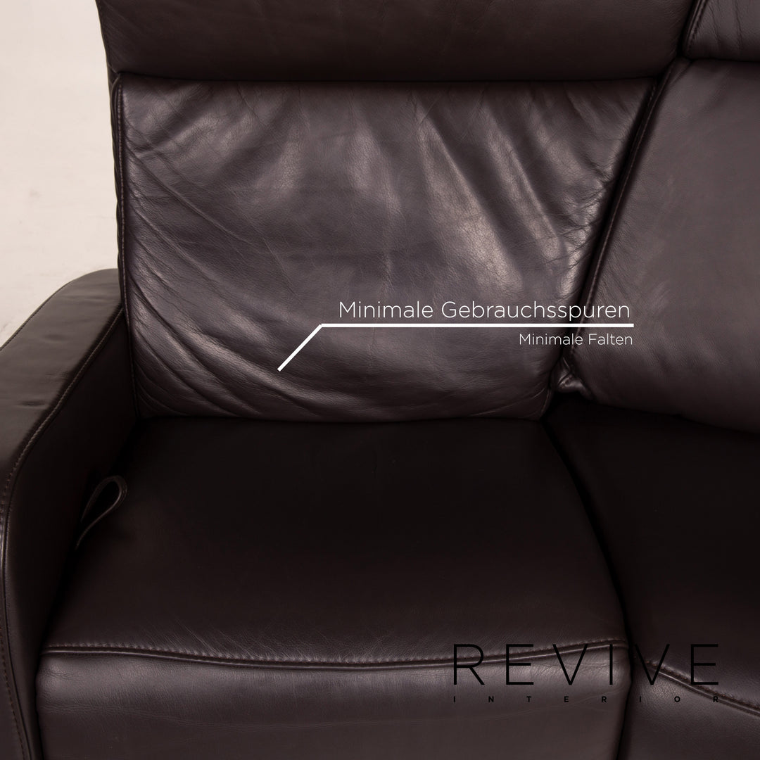 Himolla trapeze leather sofa brown dark brown three-seater function relax function couch #14359