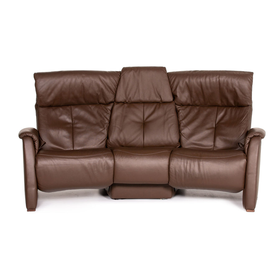 Himolla Trapez Leder Sofa Dunkelbraun Braun Dreisitzer Funktion Relaxfunktion Couch #14125
