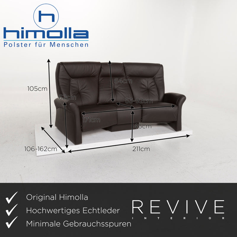 Himolla Trapez Leder Sofa Dunkelbraun Dreisitzer 