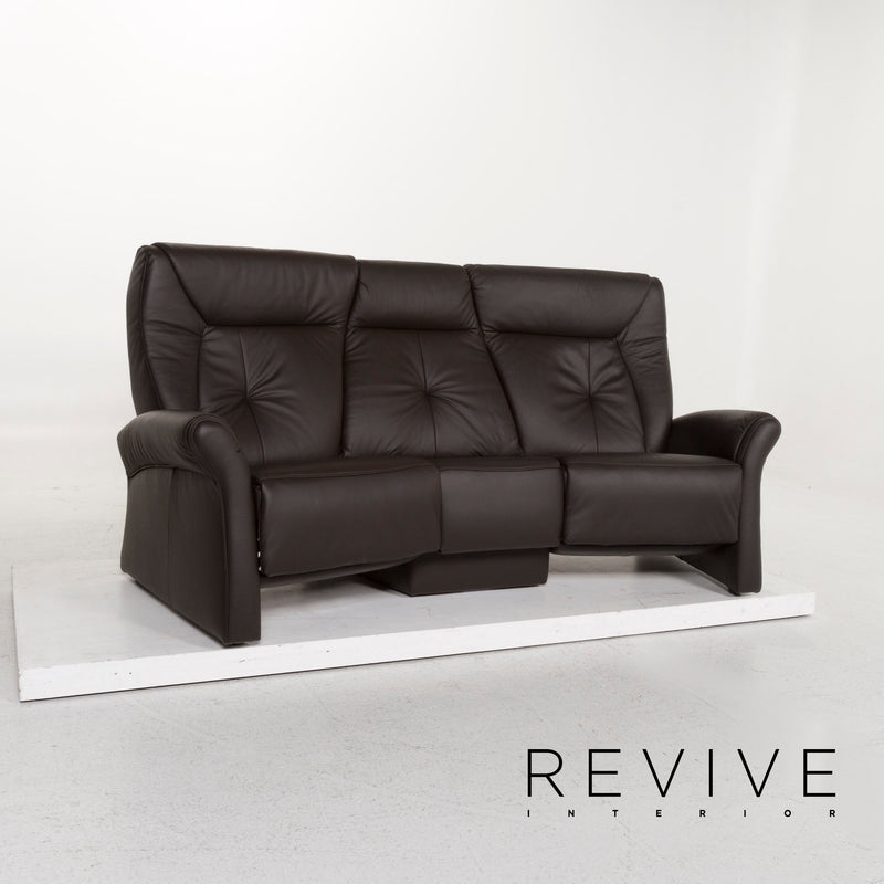 Himolla Trapez Leder Sofa Dunkelbraun Dreisitzer 