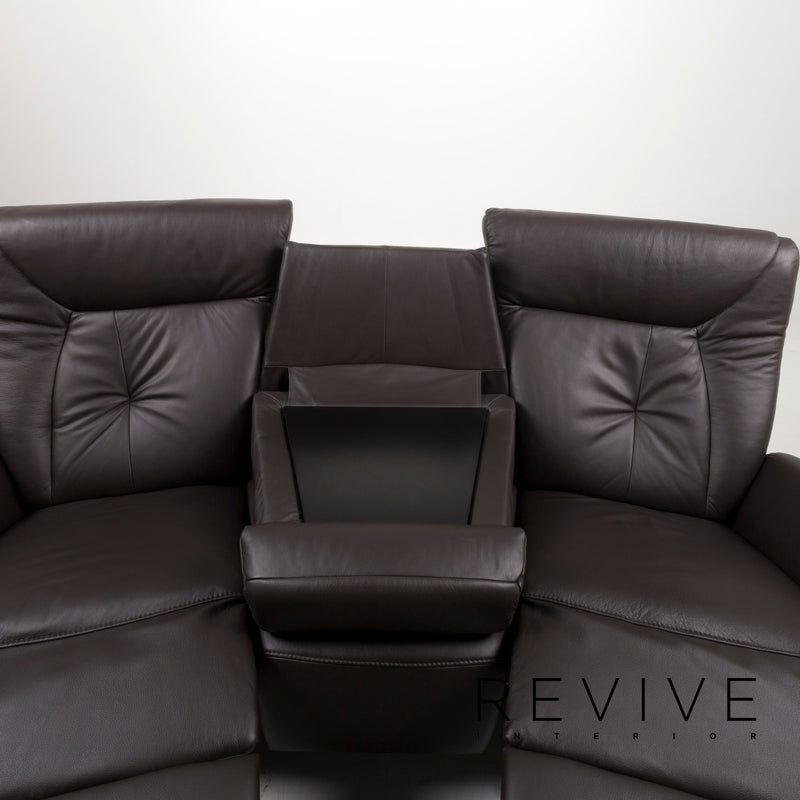 Himolla Trapez Leder Sofa Dunkelbraun Dreisitzer 