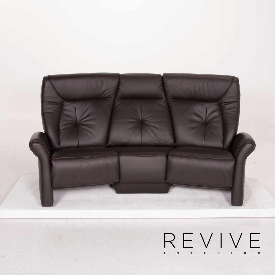 Himolla trapeze leather sofa dark brown three-seater home cinema relax function #15358
