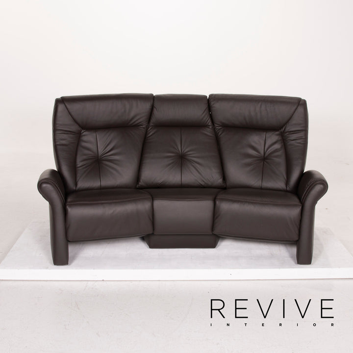 Himolla trapeze leather sofa dark brown three-seater home cinema relax function #15358