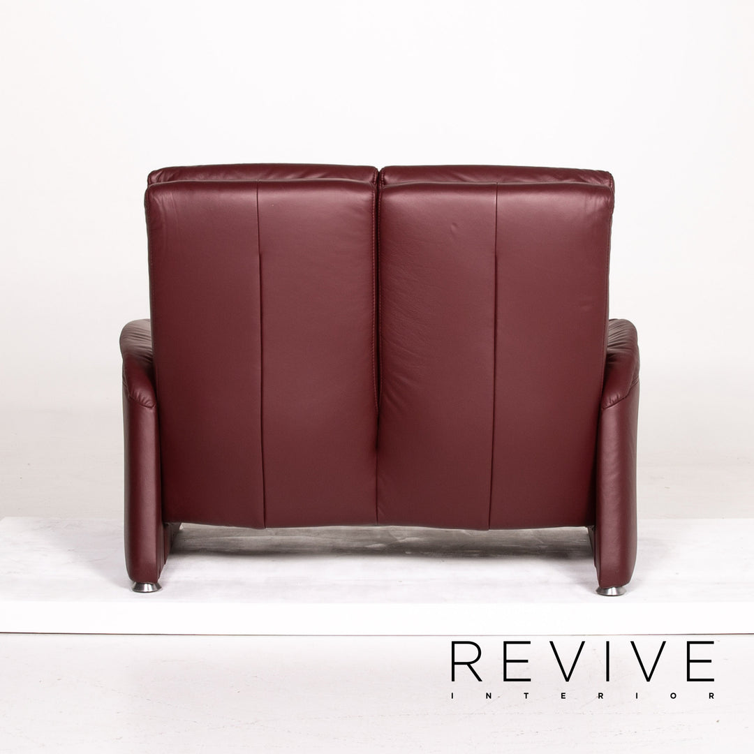 Himolla trapeze leather sofa set electric wine red red 1x three-seater 1x two-seater function relax function home cinema #14141