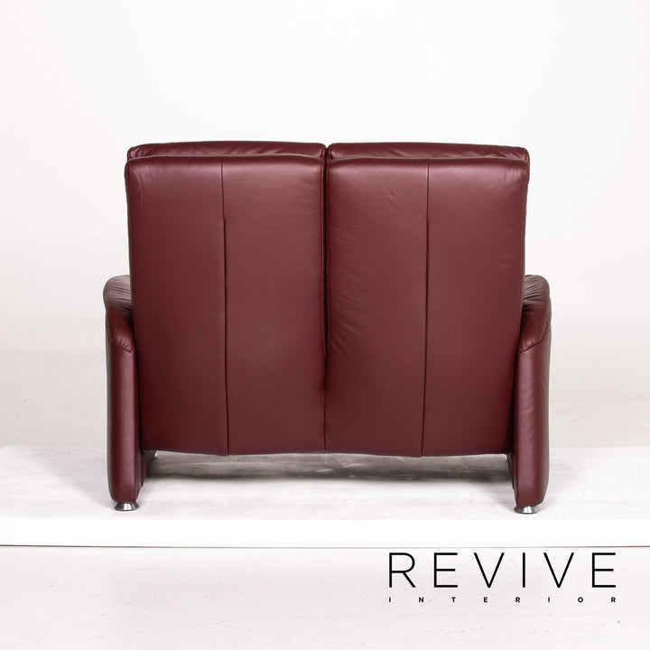 Himolla trapeze leather sofa set electric wine red red 1x three-seater 1x two-seater function relax function home cinema #14141