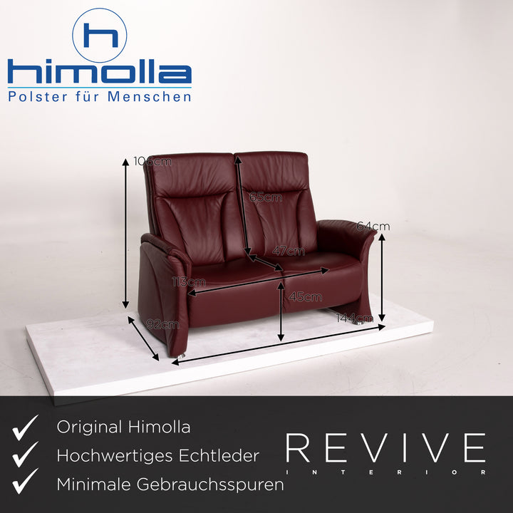 Himolla trapeze leather sofa set electric wine red red 1x three-seater 1x two-seater function relax function home cinema #14141