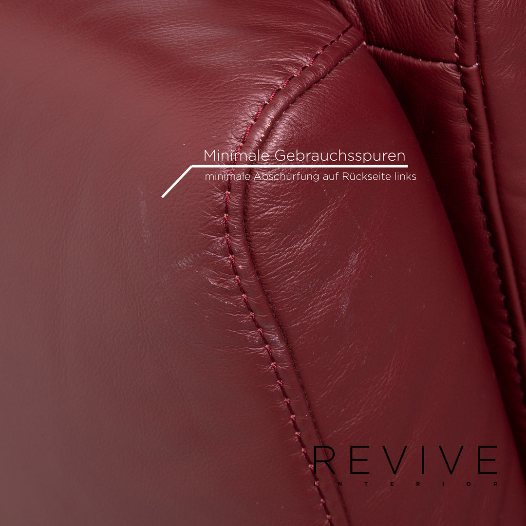 Himolla trapeze leather sofa set electric wine red red 1x three-seater 1x two-seater function relax function home cinema #14141