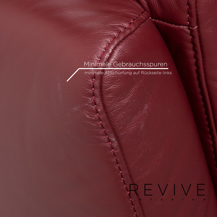 Himolla trapeze leather sofa set electric wine red red 1x three-seater 1x two-seater function relax function home cinema #14141