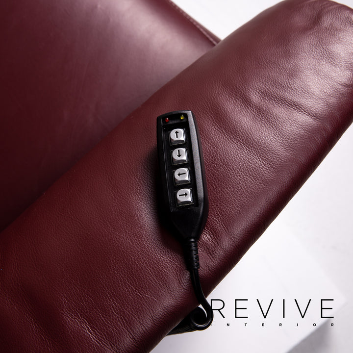 Himolla trapeze leather sofa set electric wine red red 1x three-seater 1x two-seater function relax function home cinema #14141