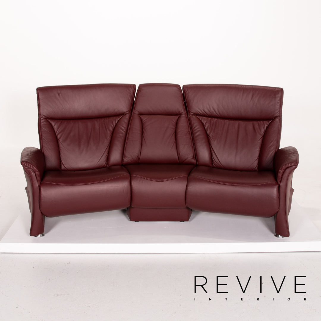 Himolla trapeze leather sofa set electric wine red red 1x three-seater 1x two-seater function relax function home cinema #14141