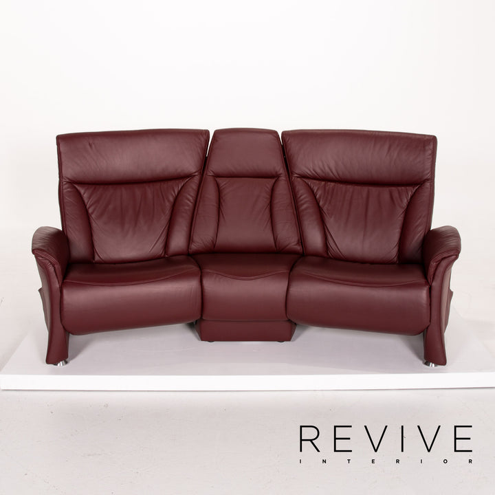 Himolla trapeze leather sofa set electric wine red red 1x three-seater 1x two-seater function relax function home cinema #14141