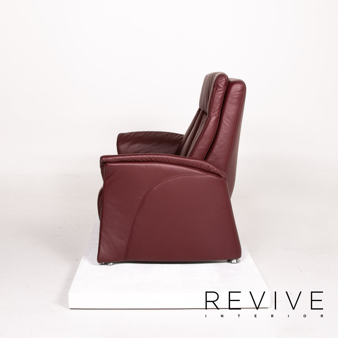 Himolla trapeze leather sofa set electric wine red red 1x three-seater 1x two-seater function relax function home cinema #14141