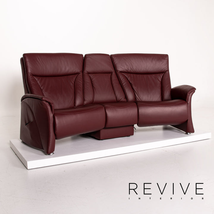 Himolla trapeze leather sofa set electric wine red red 1x three-seater 1x two-seater function relax function home cinema #14141