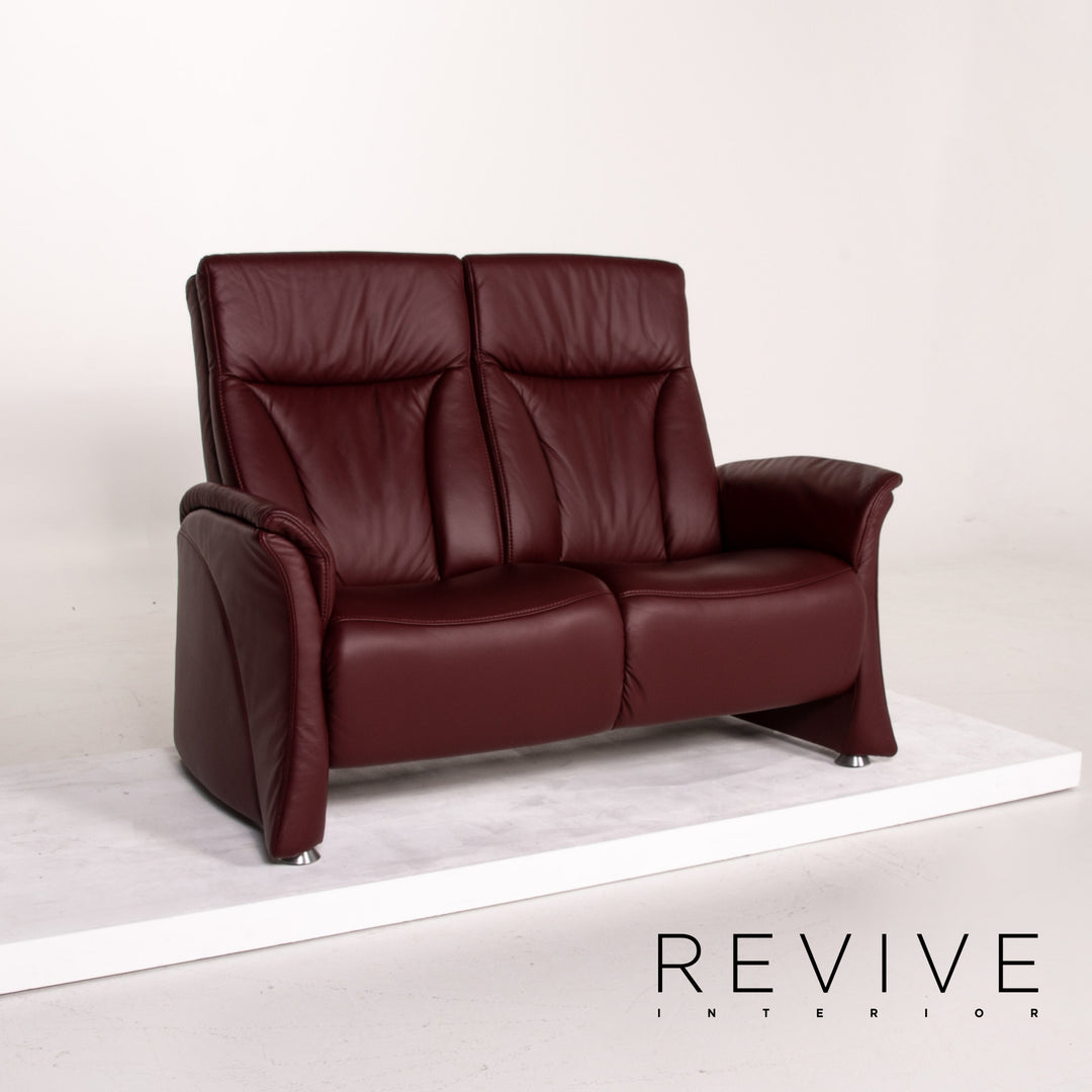 Himolla trapeze leather sofa set electric wine red red 1x three-seater 1x two-seater function relax function home cinema #14141
