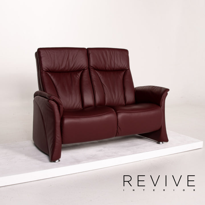 Himolla trapeze leather sofa set electric wine red red 1x three-seater 1x two-seater function relax function home cinema #14141