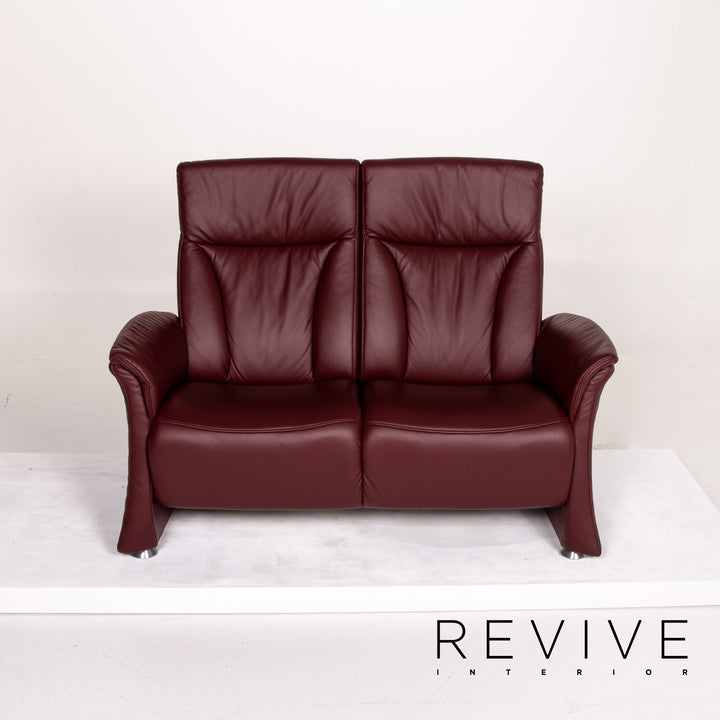 Himolla trapeze leather sofa set electric wine red red 1x three-seater 1x two-seater function relax function home cinema #14141