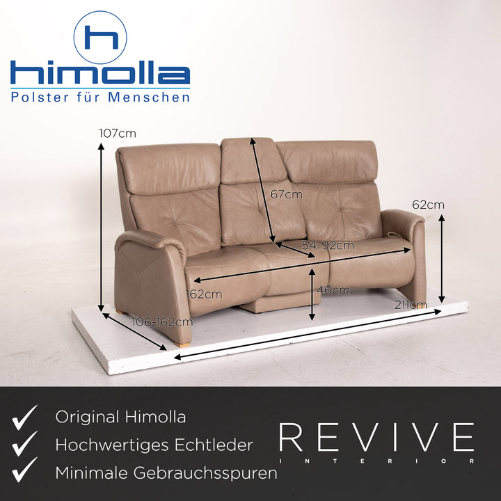 Himolla trapeze leather sofa set taupe gray beige 1x three-seater 1x armchair function relax function home cinema #15526