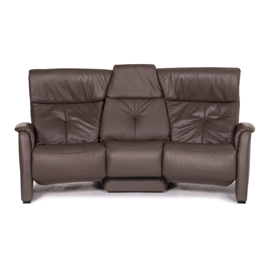 Himolla Trapez Leder Sofa Graubraun Braun Zweisitzer Relaxfunktion Funktion Heimkinosofa Couch #13353
