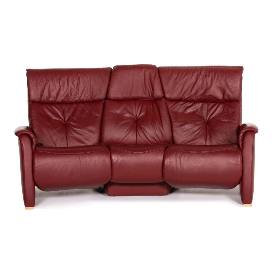 Himolla Trapez Leder Sofa Rot Dreisitzer Relaxfunktion Funktion Couch #14084
