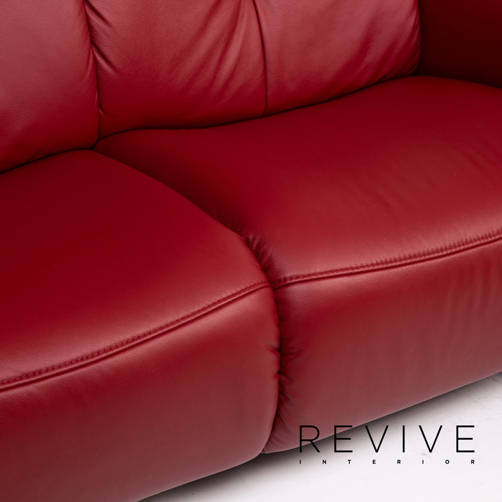 Himolla Trapeze Leather Sofa Red Dark Red Couch Home Theater Sofa #15394
