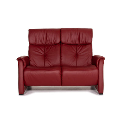 Himolla Trapez Leder Sofa Rot Dunkelrot Couch Heimkinosofa #15394