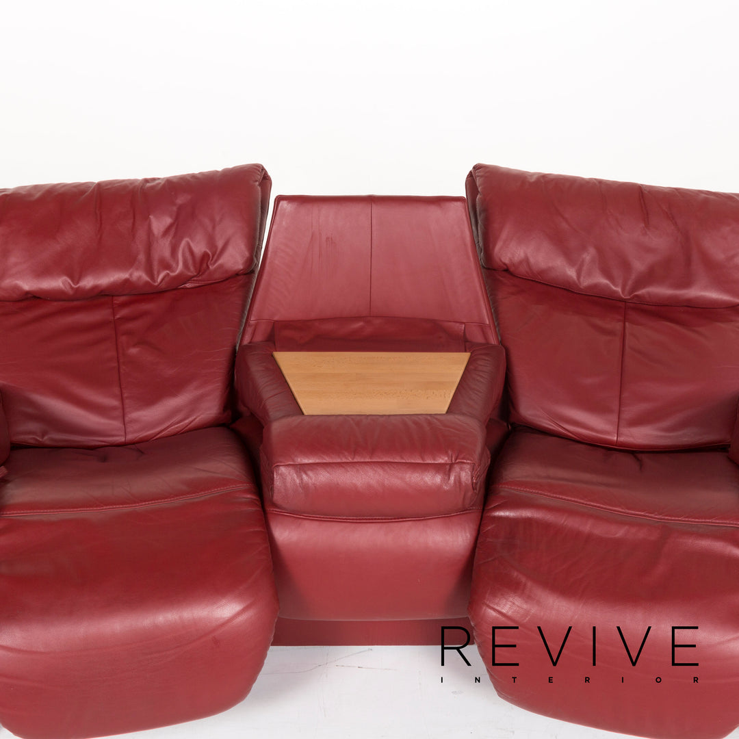 Himolla Trapeze Leather Sofa Red Home Theater Sofa Relaxation Function Couch #12956