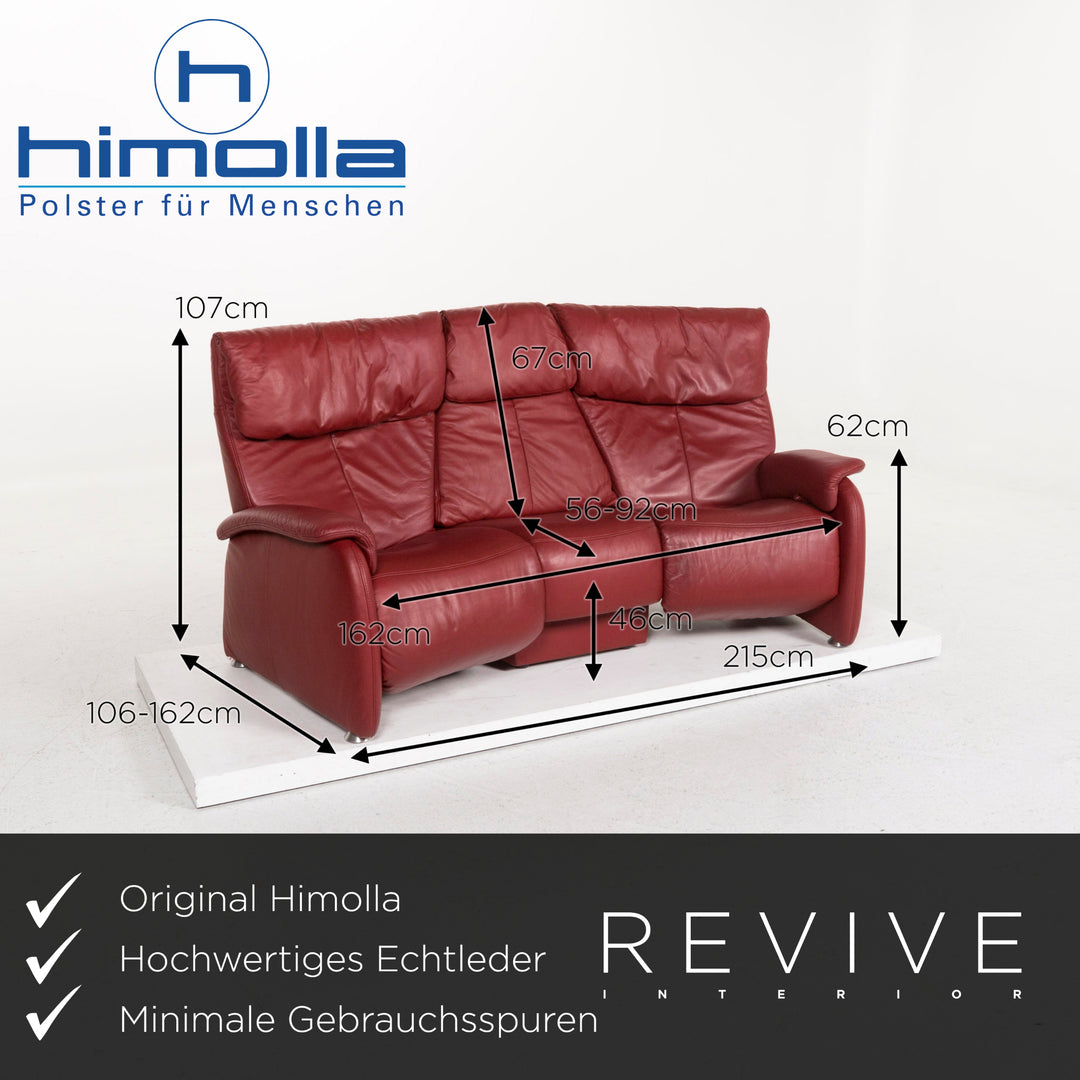 Himolla Trapez Leder Sofa Rot Heimkinosofa Relaxfunktion Funktion Couch #12956
