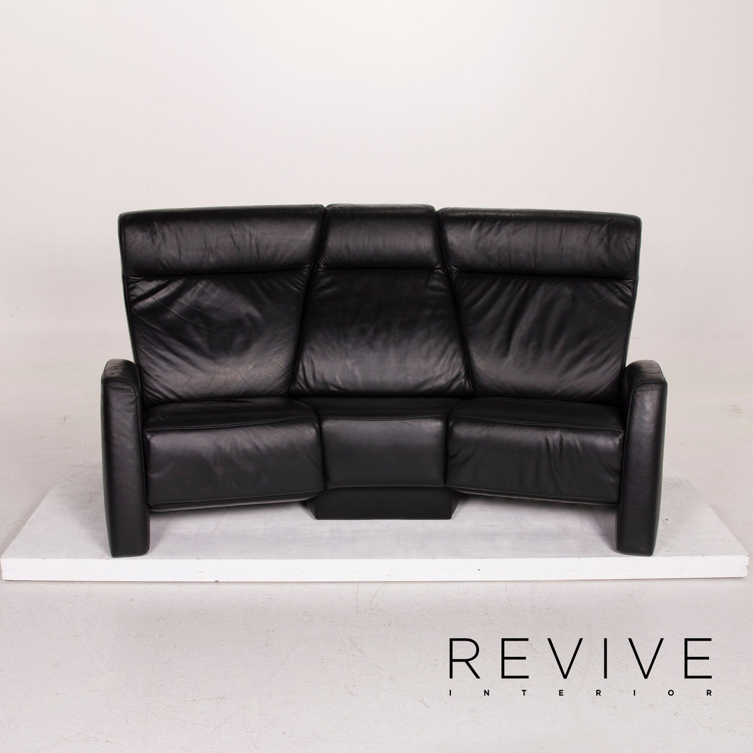 Himolla trapeze leather sofa black three-seater home cinema relax function #15130