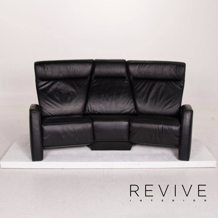 Himolla trapeze leather sofa black three-seater home cinema relax function #15130