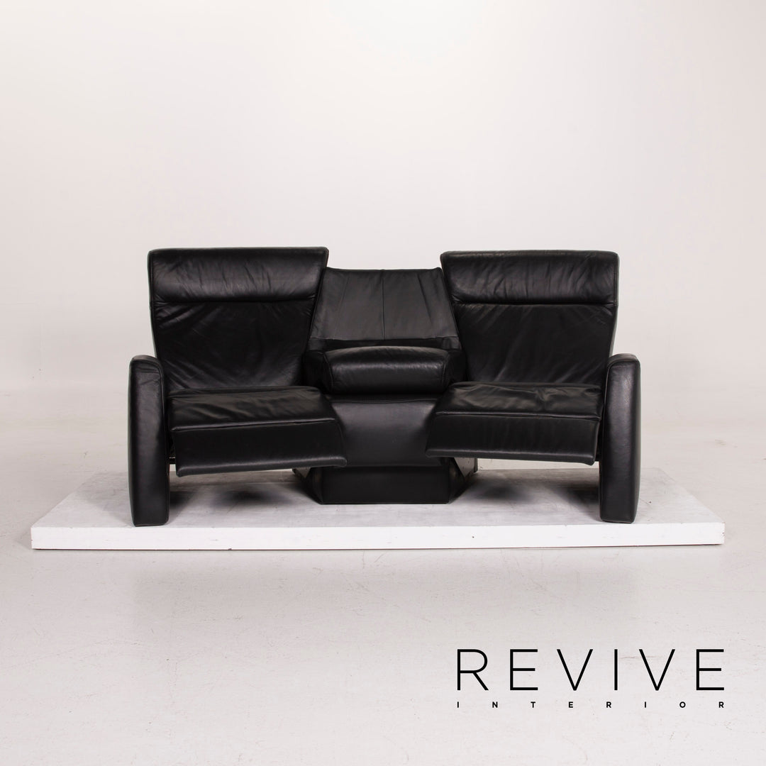 Himolla trapeze leather sofa black three-seater home cinema relax function #15130