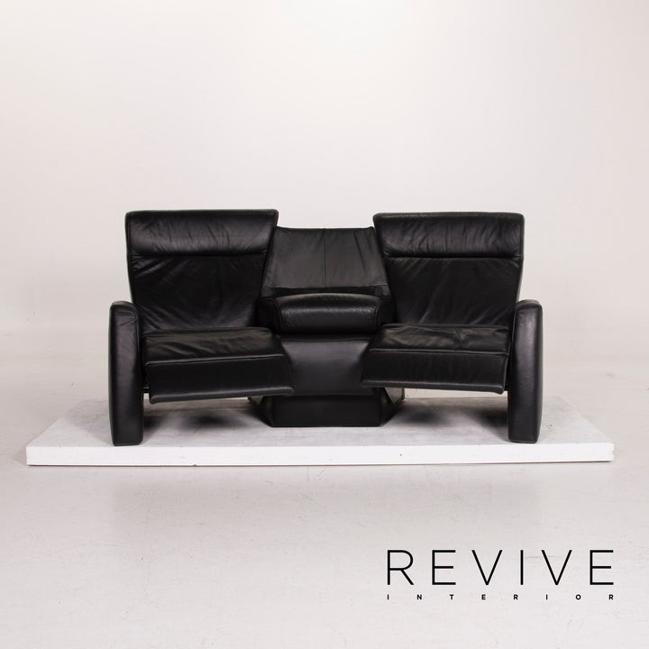 Himolla trapeze leather sofa black three-seater home cinema relax function #15130