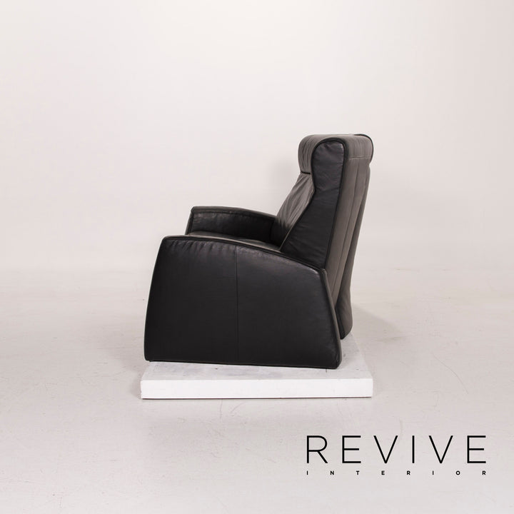 Himolla trapeze leather sofa black three-seater home cinema relax function #15130