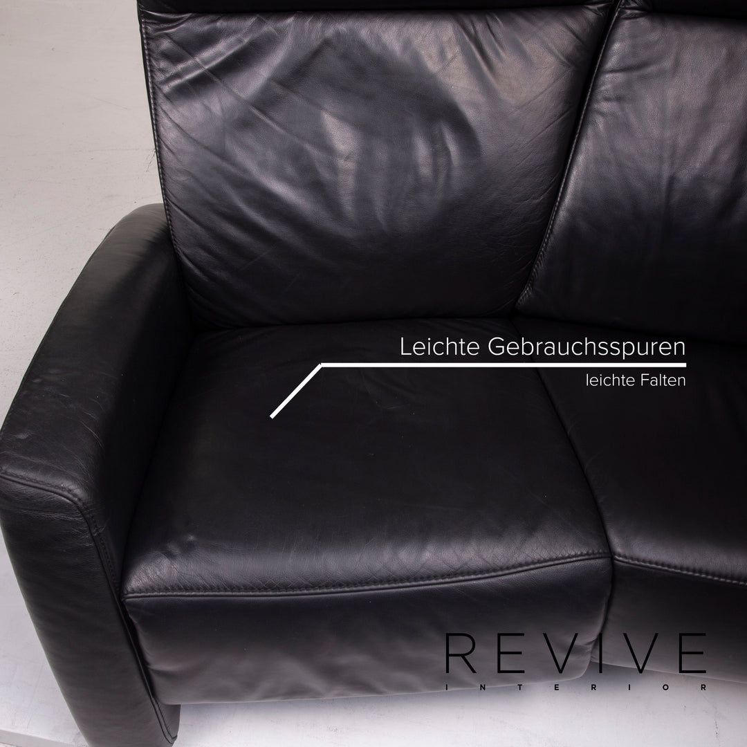 Himolla trapeze leather sofa black three-seater home cinema relax function #15130