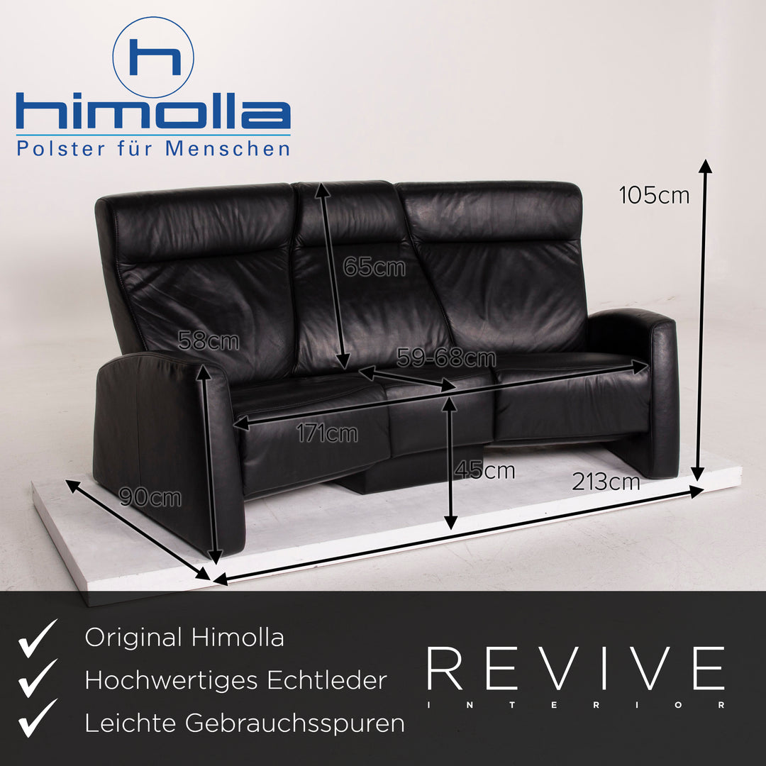 Himolla trapeze leather sofa black three-seater home cinema relax function #15130