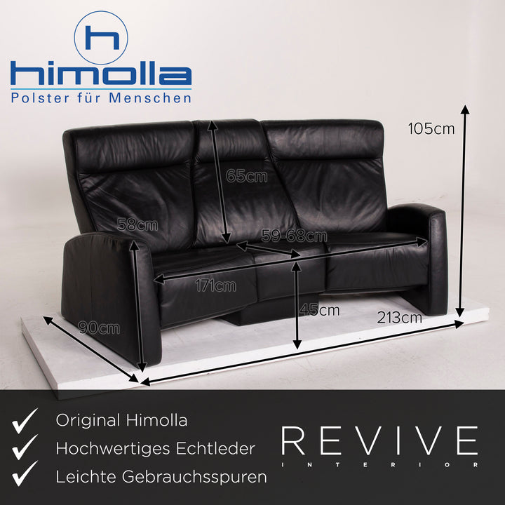 Himolla trapeze leather sofa black three-seater home cinema relax function #15130