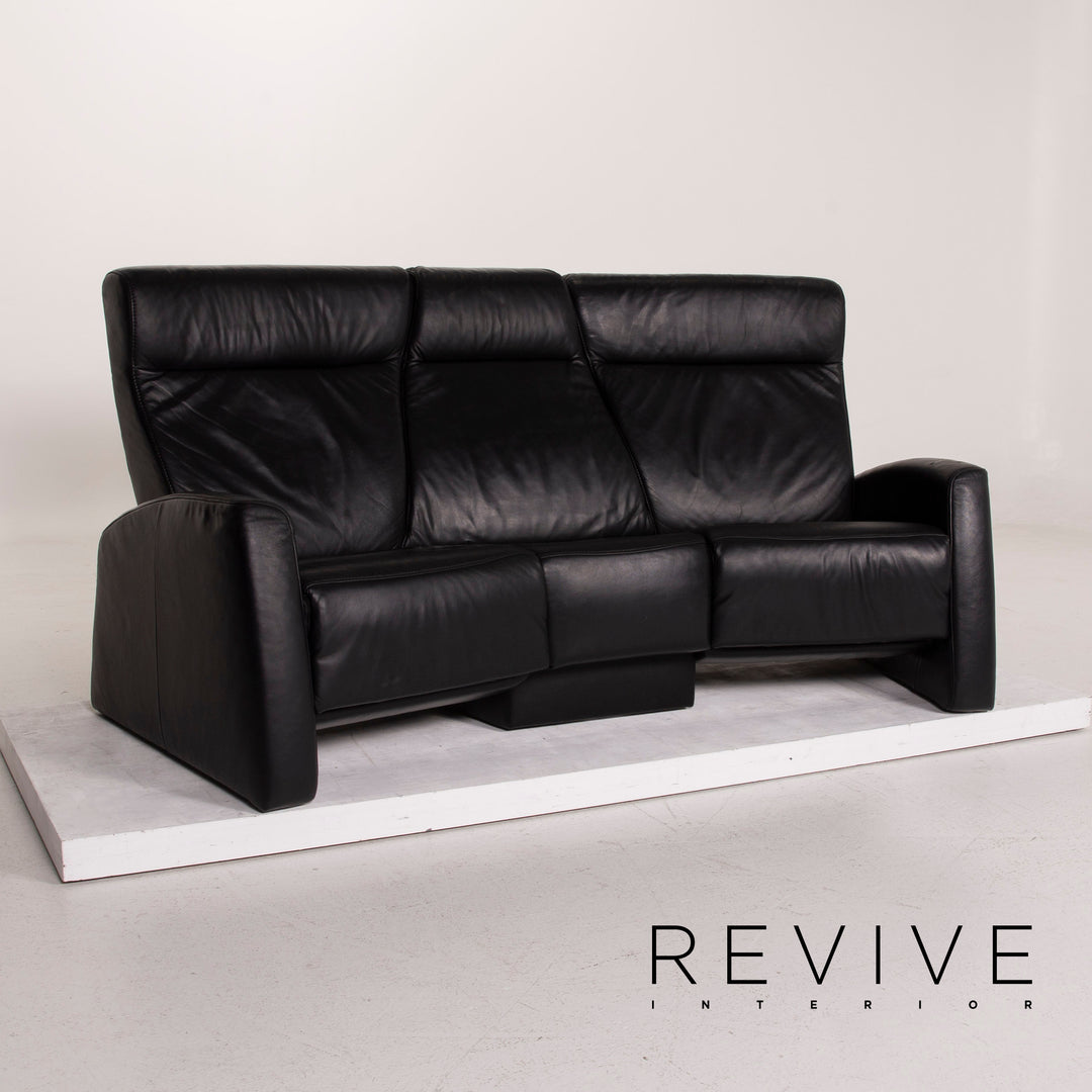 Himolla trapeze leather sofa black three-seater home cinema relax function #15130