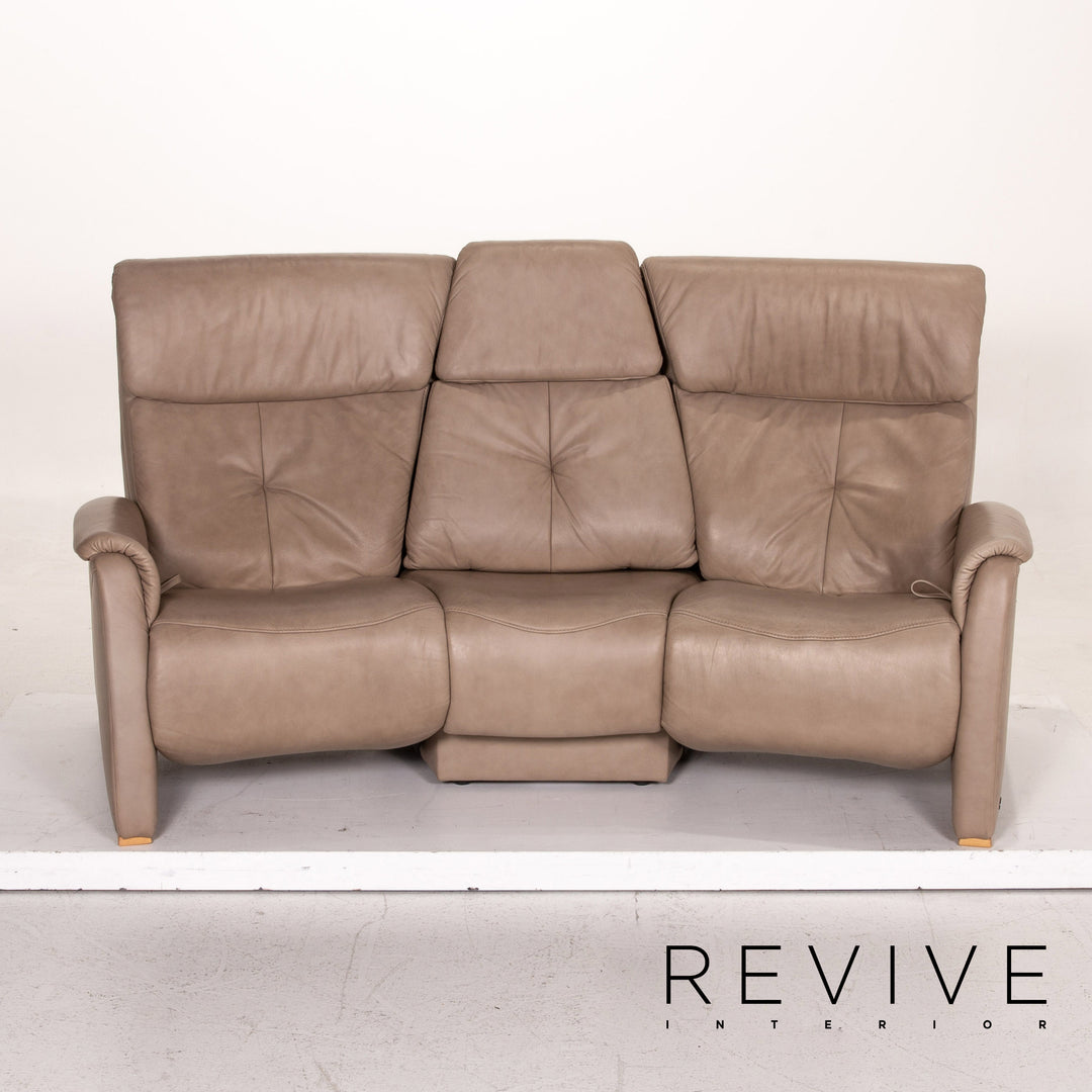 Himolla trapeze leather sofa taupe grey-beige three-seater function relax function home cinema couch #15319
